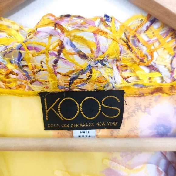 Vintage Koos Van Den Akker Yellow Floral Silk Caftan Poncho One Size - Picture 9 of 9